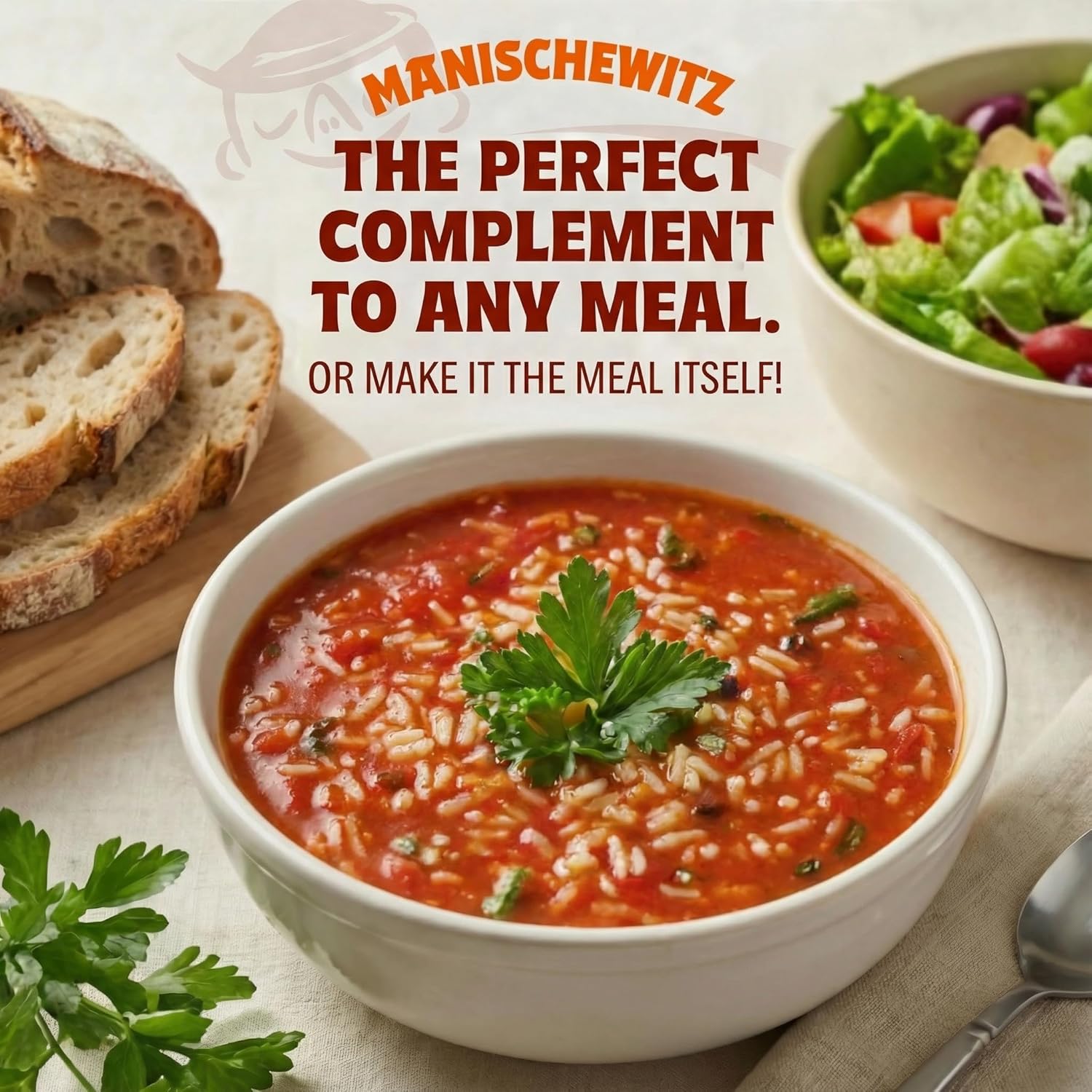 Manischewitz Tomato & Rice Soup, 24 oz (4 Pack) | Homemade Taste | No Artificial Flavors or Preservatives | Ready to Serve | Made with Real Ingredients