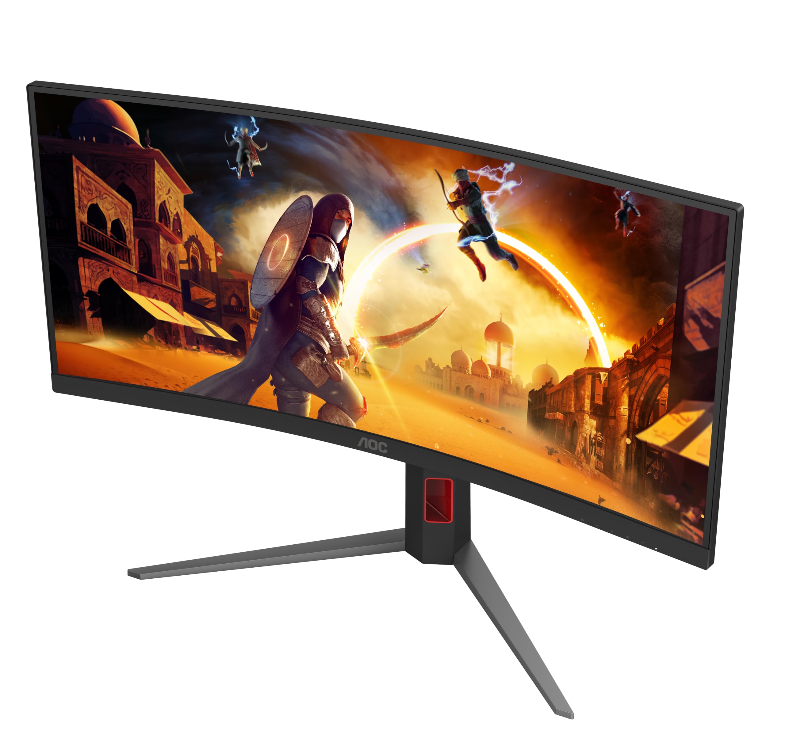 AOC Gaming Monitor CU34G4AD 34 pollici Curvo 3440x1440, UW-QHD, 180Hz, Fast VA Panel, 1ms GtG, Height Adjustment, (HDMI2x 2.0 DP 1x 1.4) HDR10, FreeSync Premium, Nero