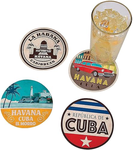 Posavasos con estampado cubano juego de 12 suministros para fiestas de La Habana Nights