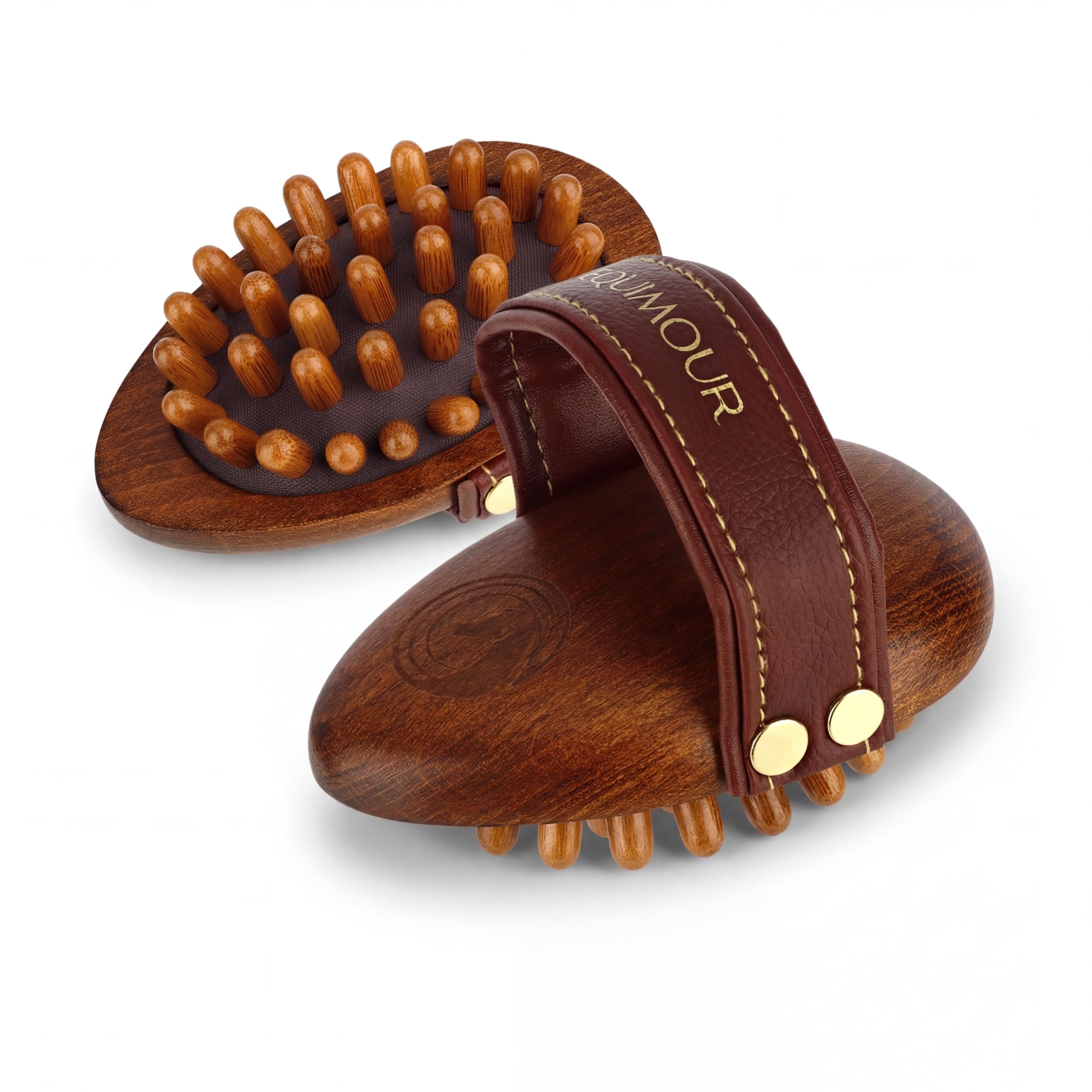 Massagestriegel – Pferdestriegel aus Holz mit stabilen Holznoppen & flexiblem Gummikissen – für Massage, Durchblutung, Wellness-Pflege & Fellpflege bei Pferd & Pony