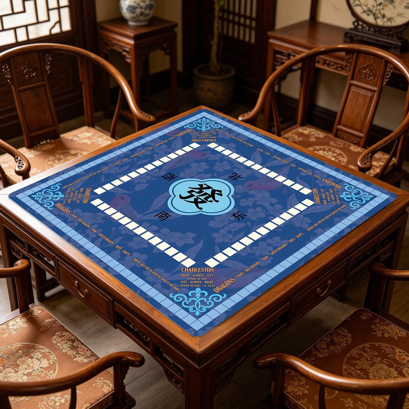 Tapis Mahjong Américain Règles Imprimées, Antidérapant Et Silencieux | Tapis De Table Mahjong En Caoutchouc Pour Soirées , Résidences Seniors, Fêtes-Rassemblements, Voyages Joueurs