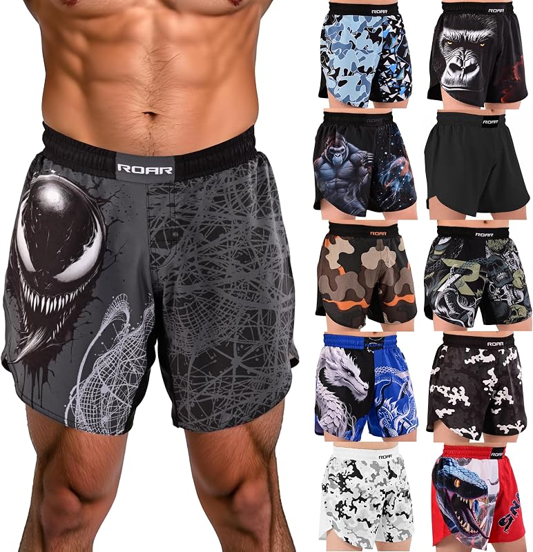 ROAR-INT BJJ Shorts Grappling Kickboxing Muay Thai Boxing Shorts MMA Fight Shorts for Men