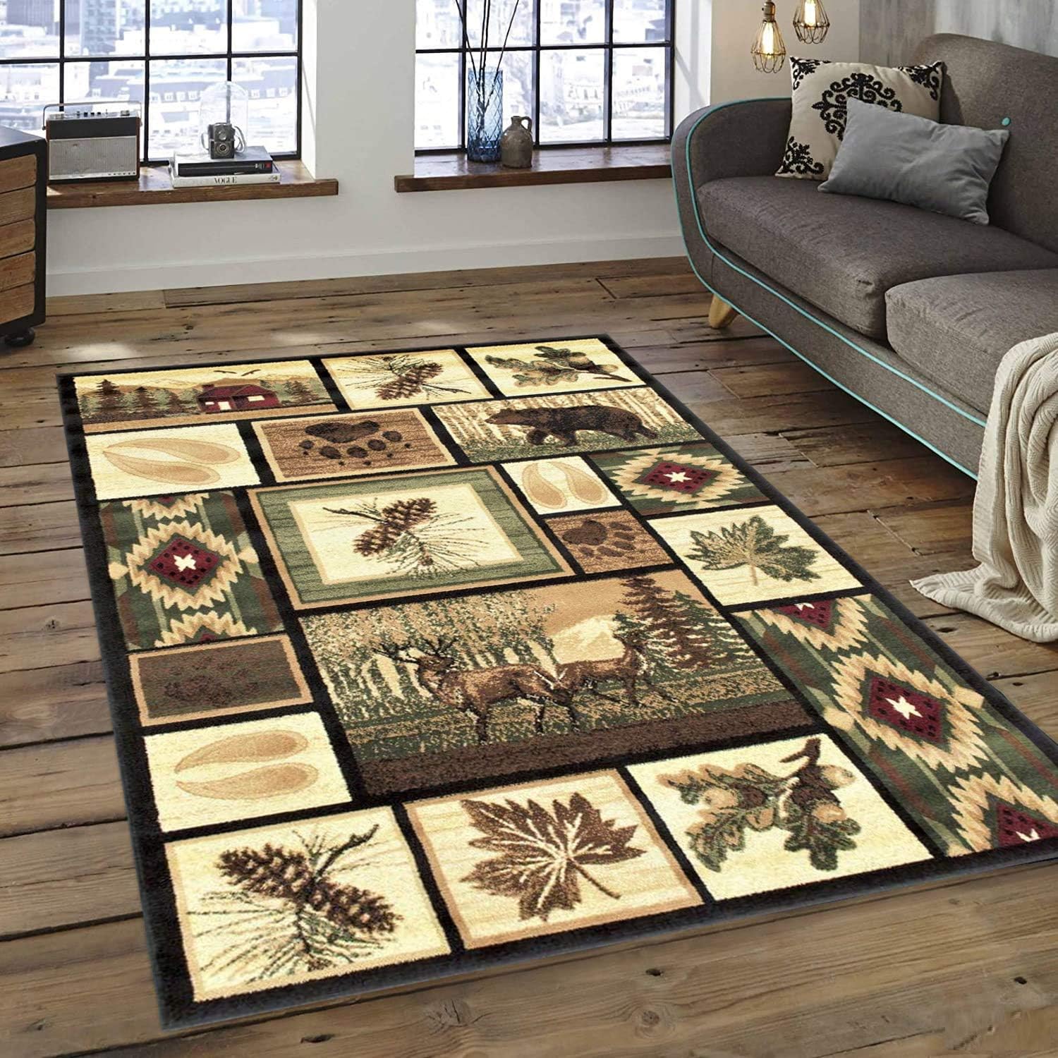 Amazon.com: Champion Rugs Cabin Style Area Rug Rustic Western Country ...