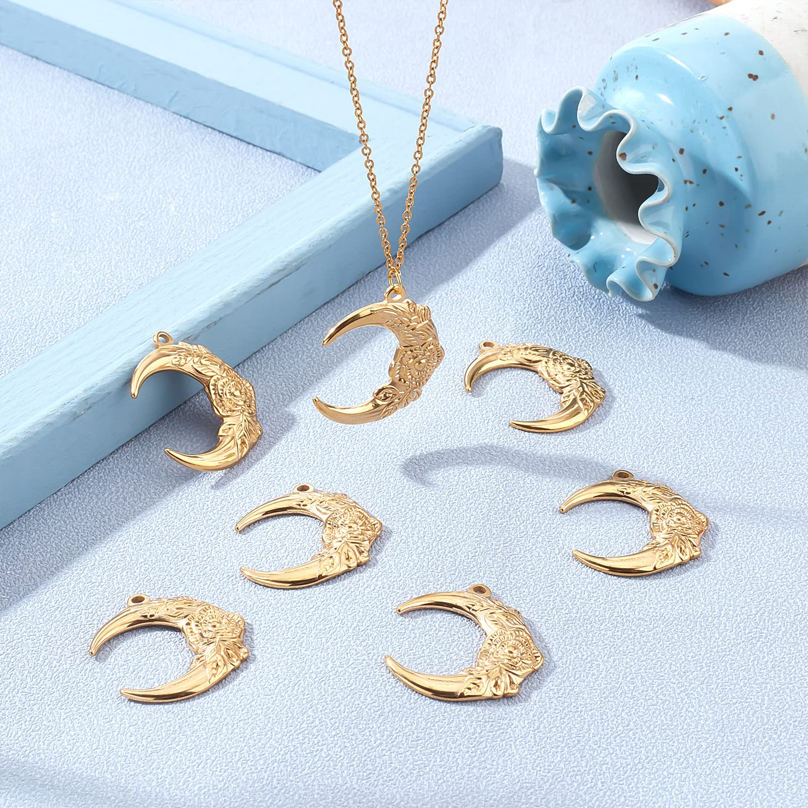 40 Stück Mond Anhänger Messing - Halbmond Charms Für Schmuckherstellung