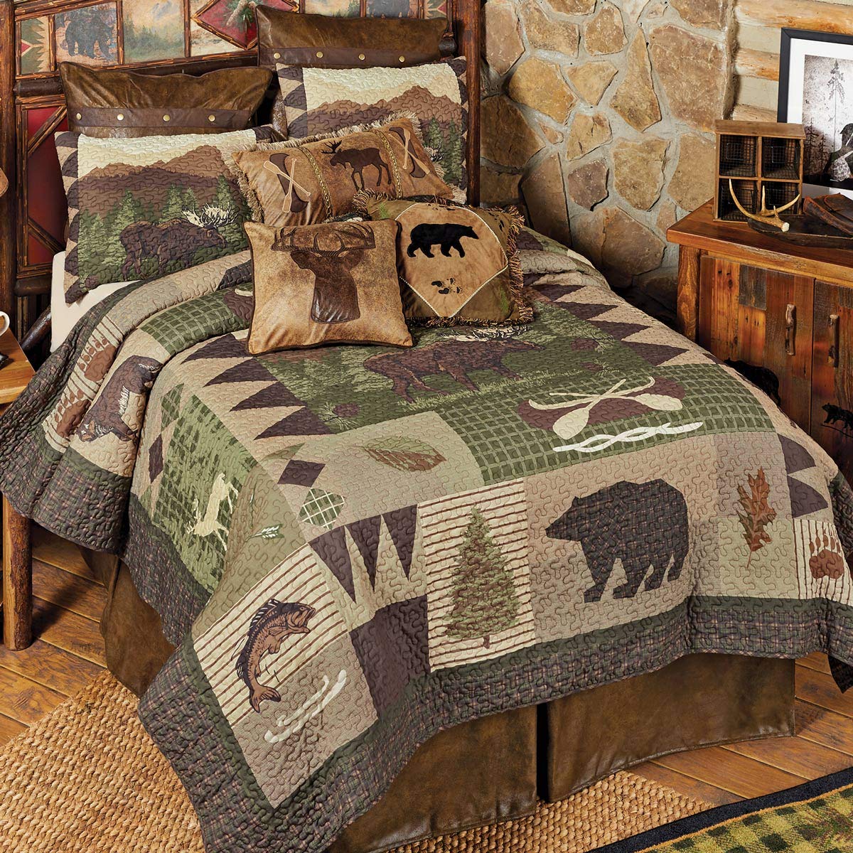 Black Forest Decor Rocky Mountain Wildlife Quilt Set - King - Discontinued