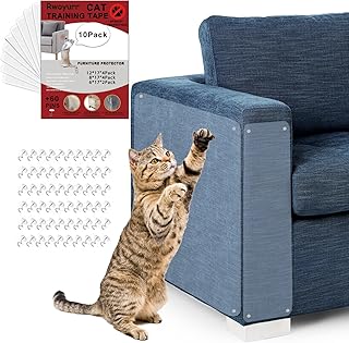 Rwoyurr Cat Scratch Protector, 10 Pack XXL Couch Protectors for Cats, Anti Scratch Furniture Sofa Protector Cat Scratch Scratching Deterrent Guard Shield Clear Adhesive Cat Training Tape Plastic Cover