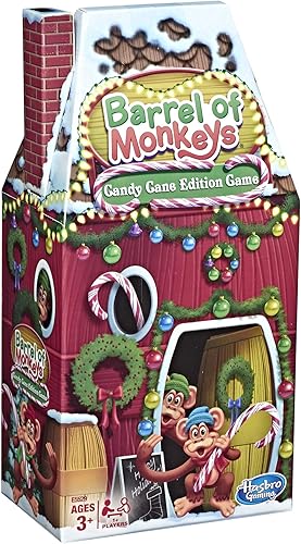 Hasbro Gaming Barrel of Monkeys: Candy Cane Holiday Edition Juego para niños a partir de 3 años