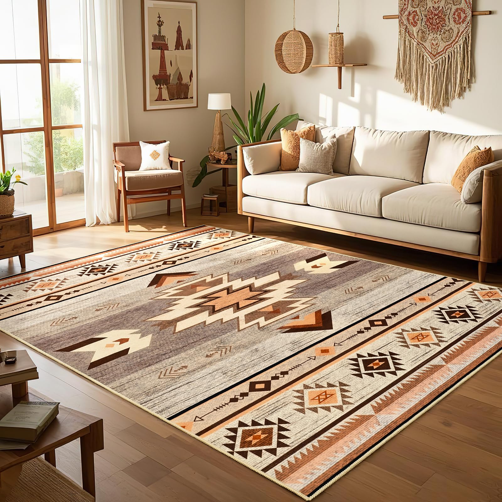 BENRON Western-Teppiche für Wohnzimmer, Schlafzimmer, waschbar, warmes