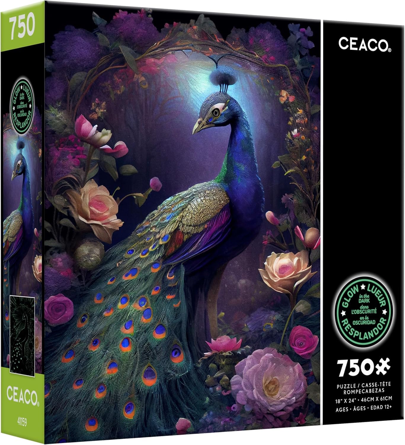 Ceaco - Glow in The Dark - Peacock Glow - 750 Piece Jigsaw Puzzle