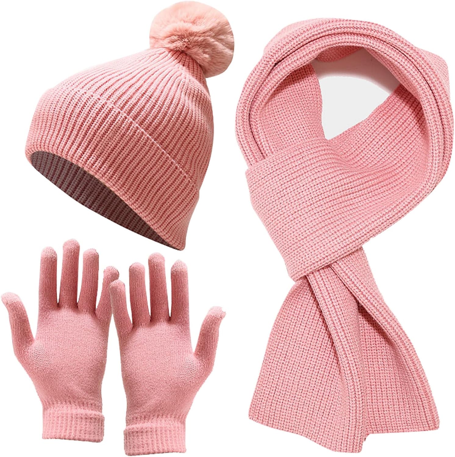 Sets Warm Winter Scarf Women Adult Hat Windproof Knitted Gloves Knit Men Skiing Hat Horns and Heels Caps