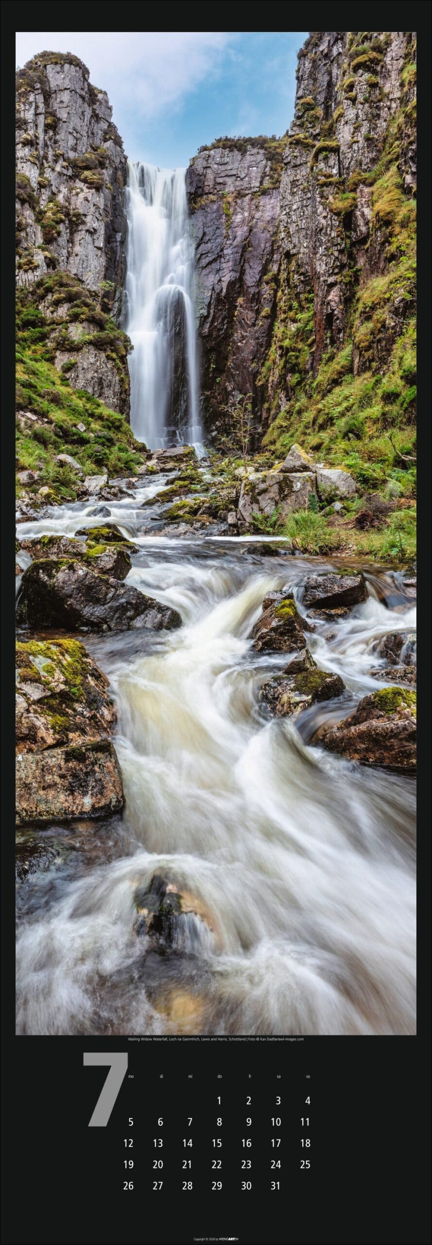 Wasserfälle - Kalender 2027 - Fotokalender im Vertikalformat - Weingarten-Verlag - Wandkalender mit kraftvollen Naturaufnahmen - 34 cm x 98 cm