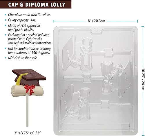 Miniatura 3 de CybrTrayd Moldes de caramelo de chocolate  Paquete de moldes de graduación No. 1-3 piezas  Incluye instrucciones (idioma español no garantizado)