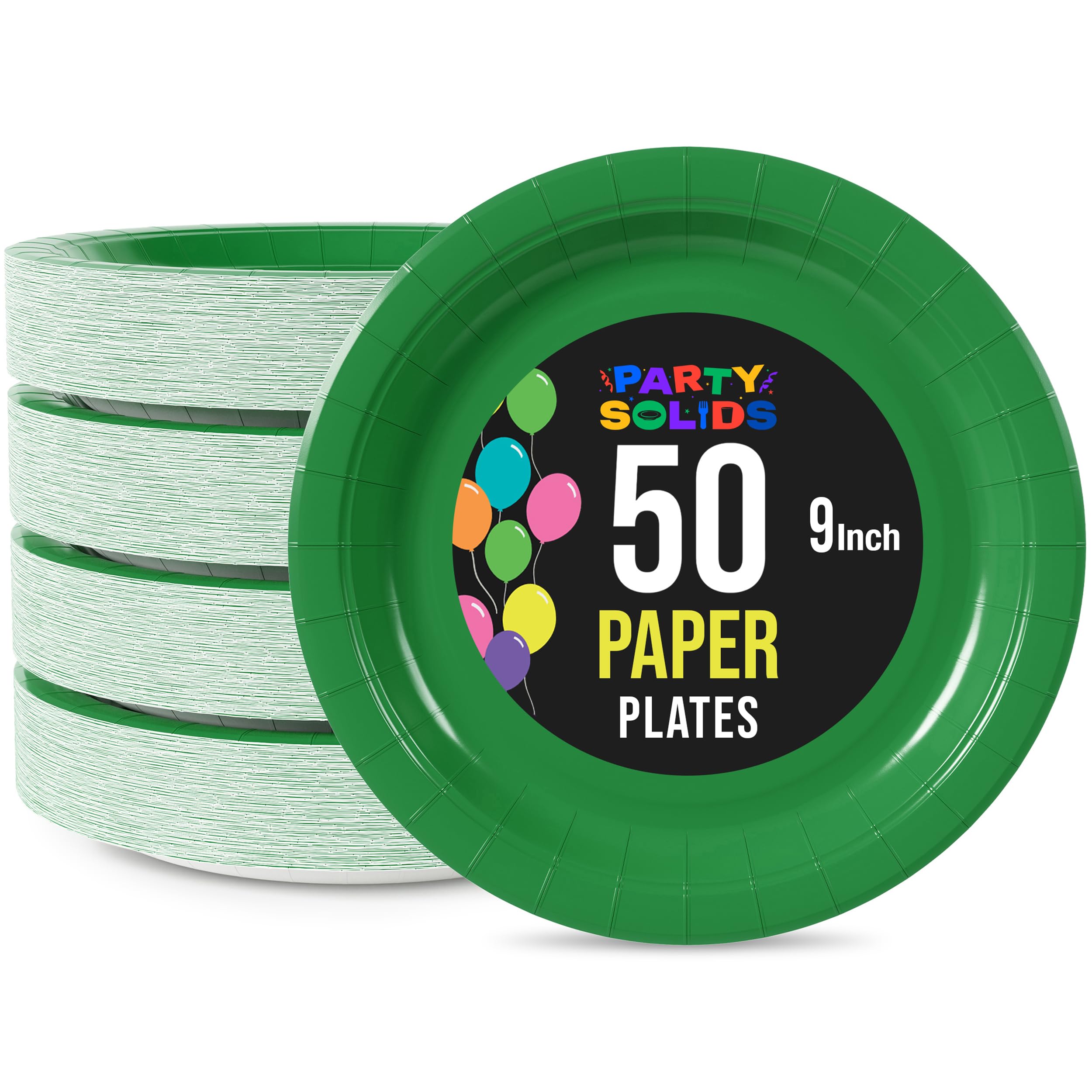 Exquisite Party Solids Emerald Green Paper Plates - 9 Inch, 50 Pack, 350 GSM — image 1