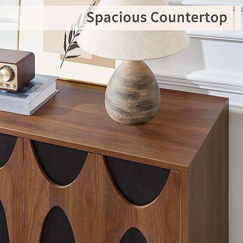 Miniatura 3 de Aparador buffet con juego de 3, armario de almacenamiento moderno de mediados de siglo de 94.5 pulgadas con estante ajustable y 6 puertas para