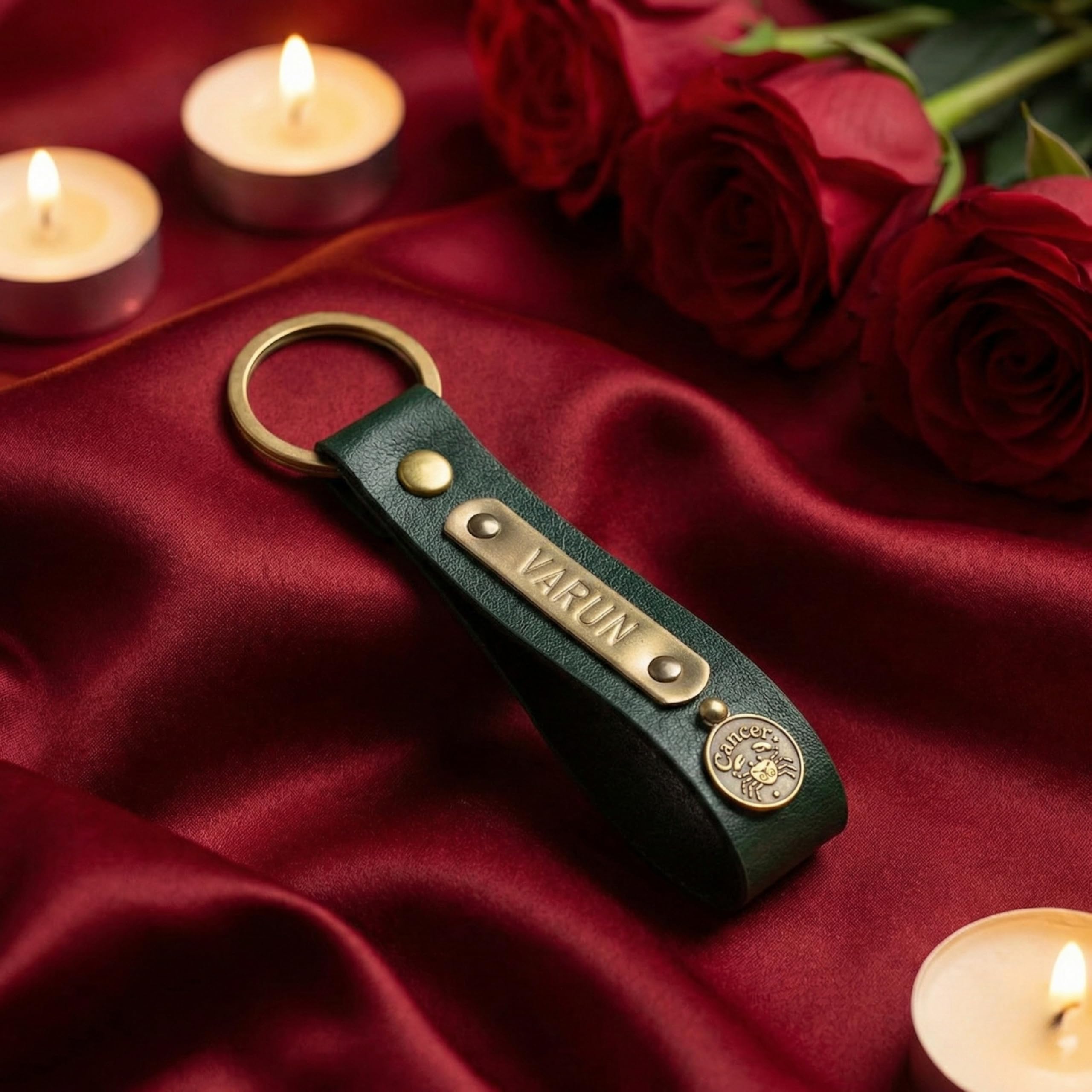 The Messy Corner Personalized Vegan Premium Leather Keychain | For Men, Women & Kids | Customizable keychain featuring a charm and name tag | Durable and enduring unisex present with metal ring