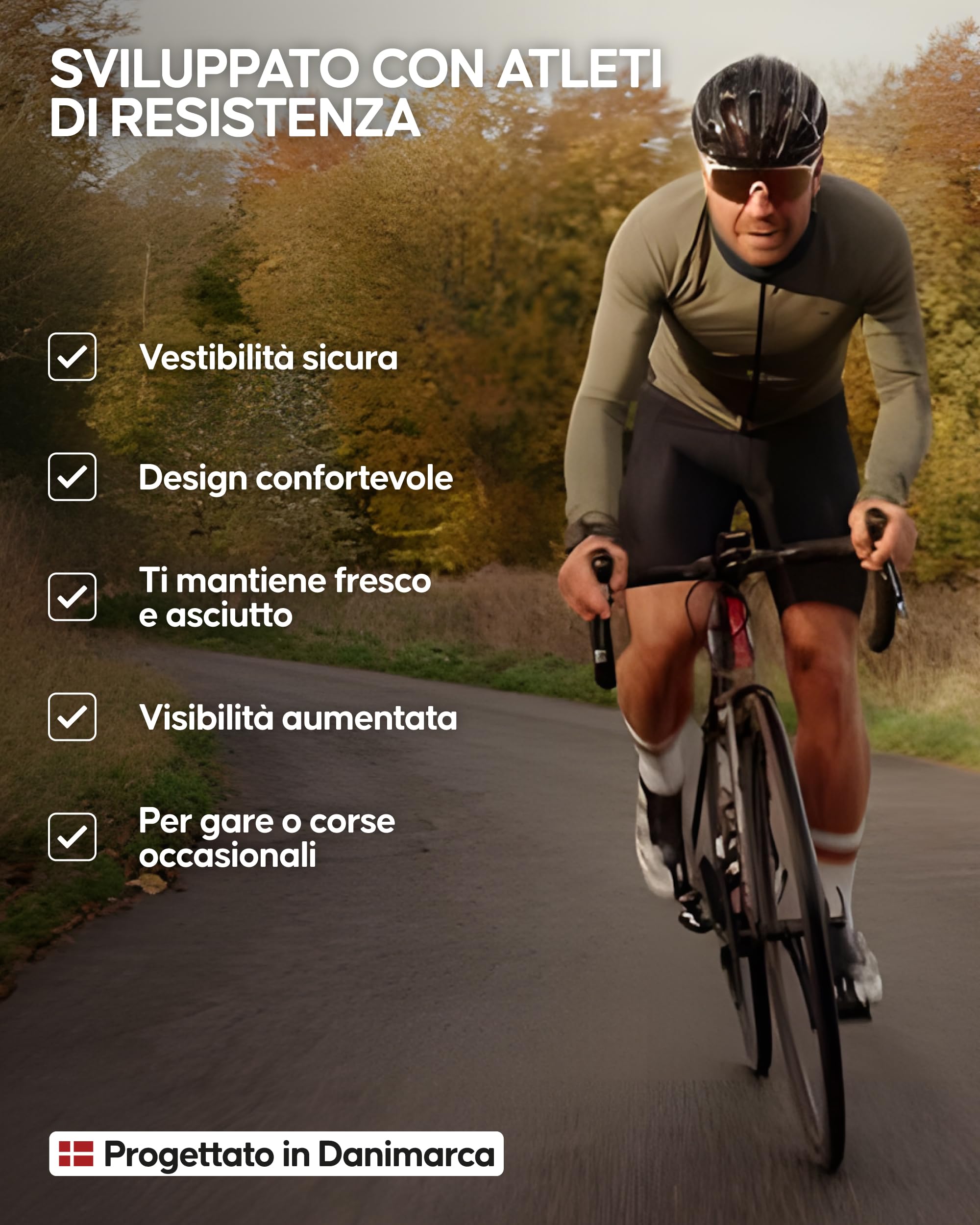 DANISH ENDURANCE Salopette da Ciclismo, Fondello con Imbottitura 3D in Camoscio, Pettorina e Pantaloncini, Quick Dry, Uomo
