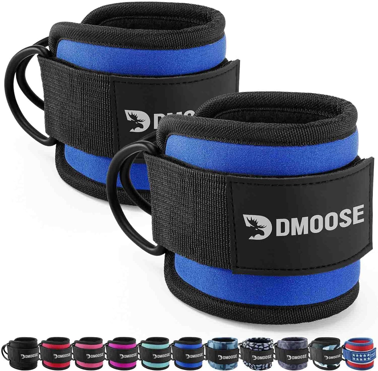 DMoose Ankle Strap for Cable Machines for Kickback, Butt Training, Leg Extensions, Curls, Hip Outgductors (Men and Women), Adjustable Neoprene Support