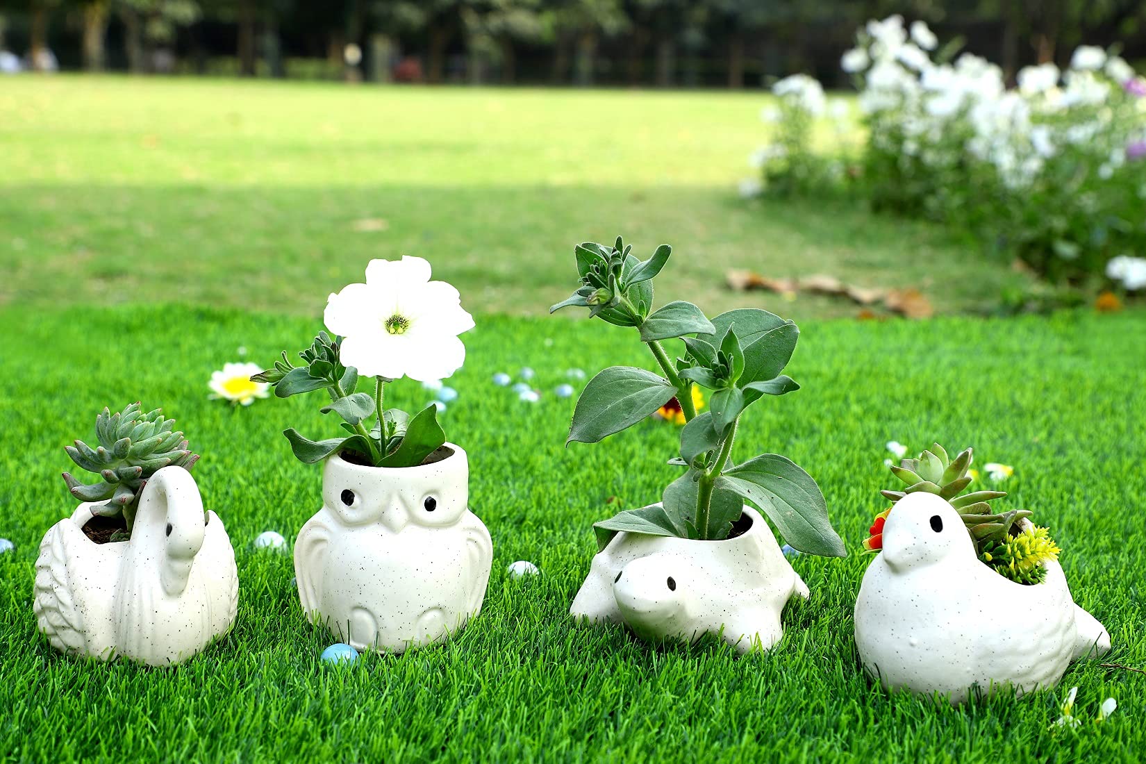 Lyallpur Stores Ceramic Pots for Plants Animal & Bird Shape - Small Size (White Color, 8 cm) Ceramic Planters for Indoor Plants, Living Room. [Plant Not Included, Pack of 4] (B093T9H34M) Amazon Price History, Amazon Price Tracker