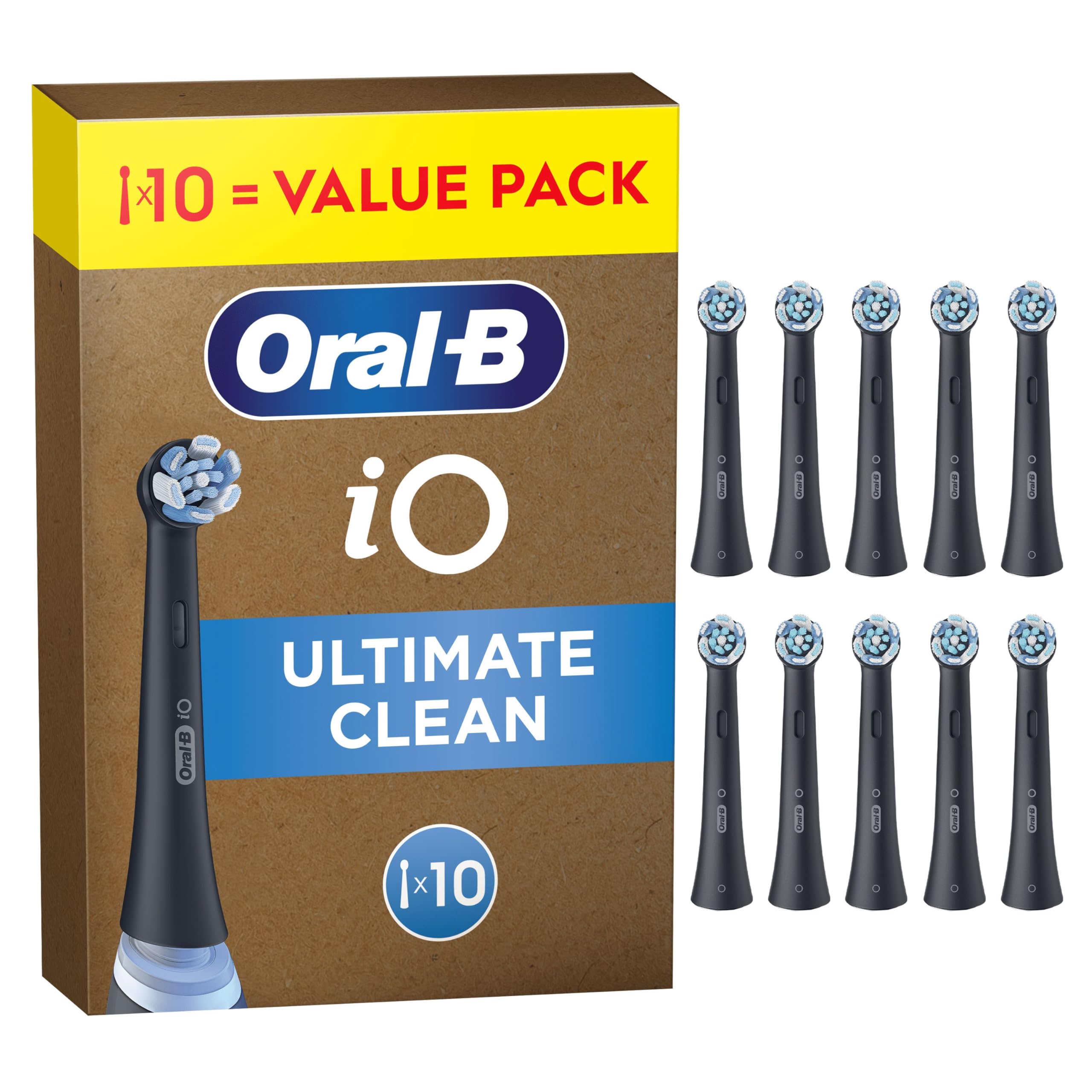 Oral-B iO Series Ultimate Clean Electric Toothbrush Heads, 10 Count, Black