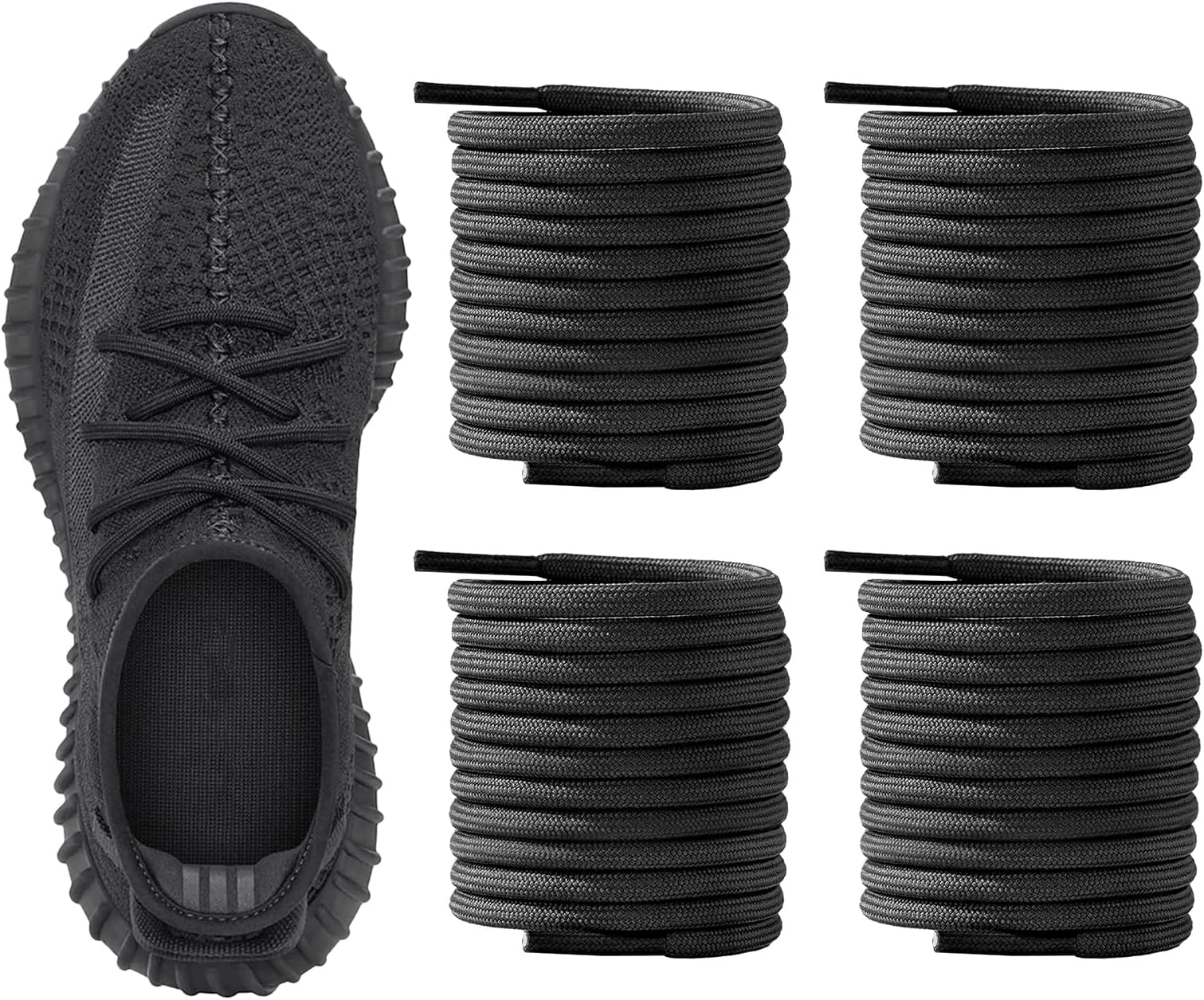 2 Pairs Thick Round Shoe Laces for Adidas Yeezy Boost 350 Sneakers, 7/32''(5.5mm) Shoelaces Replacement Shoe Strings