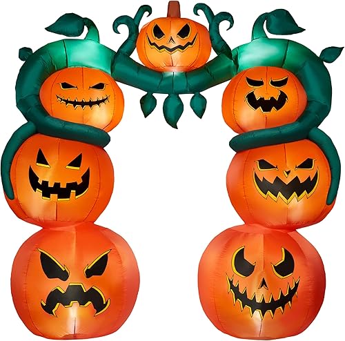 Spirit Halloween 9 Ft Light-Up Jack-O'-Lantern Archway Inflatable Decoration, Mu