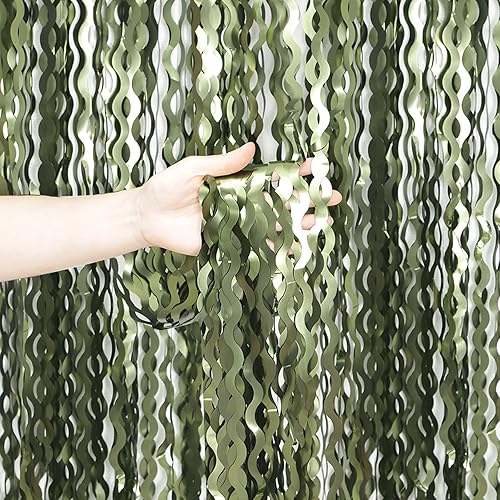 Miniatura 9 de Paquete de 4 cortinas onduladas con flecos de oropel metálico dorado champán, telón de fondo de flecos metálicos de 3.3 x 6.6 pies para fiestas