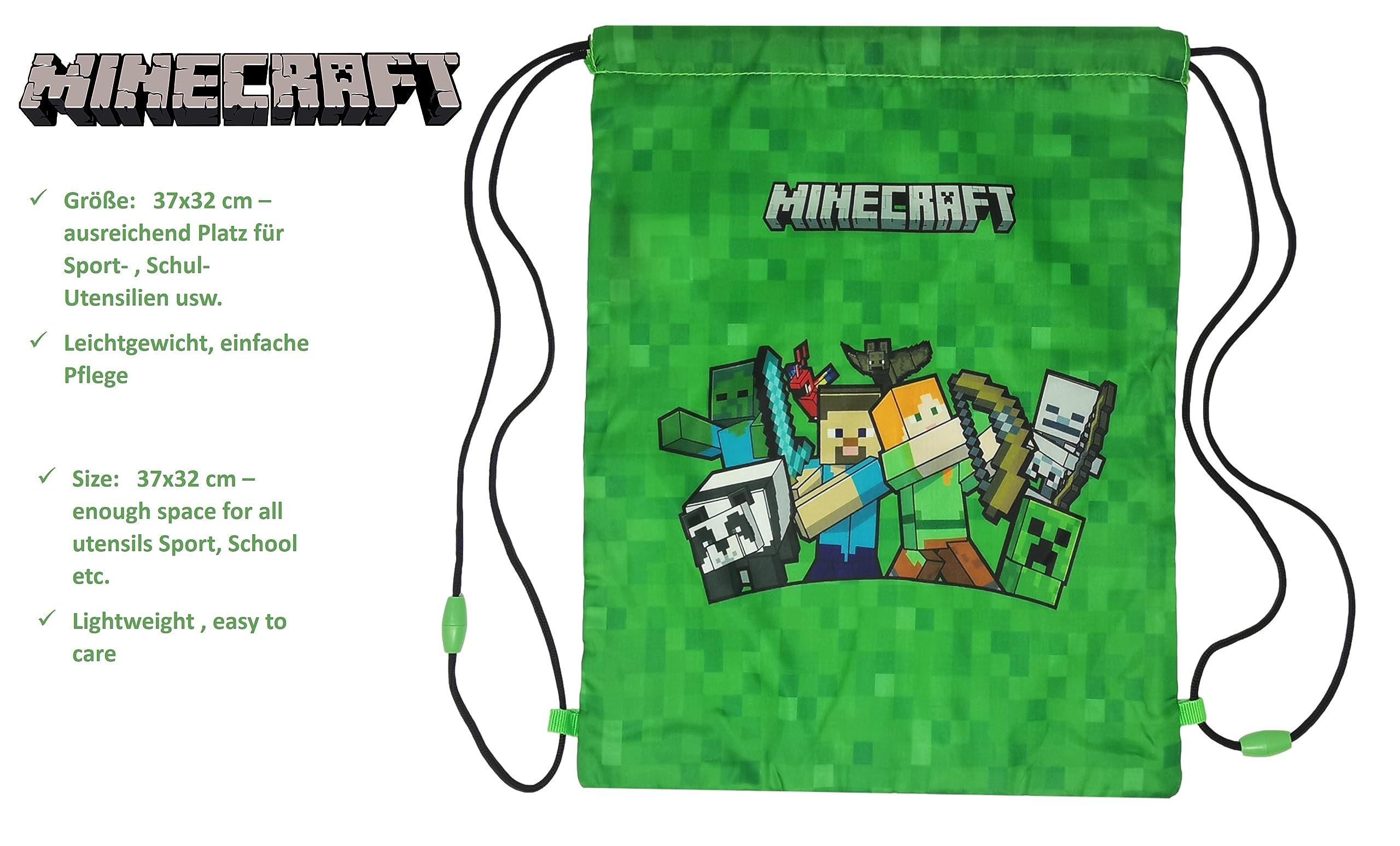 Theonoi Minecraft - Borsa da palestra, borsa da nuoto, borsa sportiva, borsa sportiva, borsa per scarpe, zaino da palestra