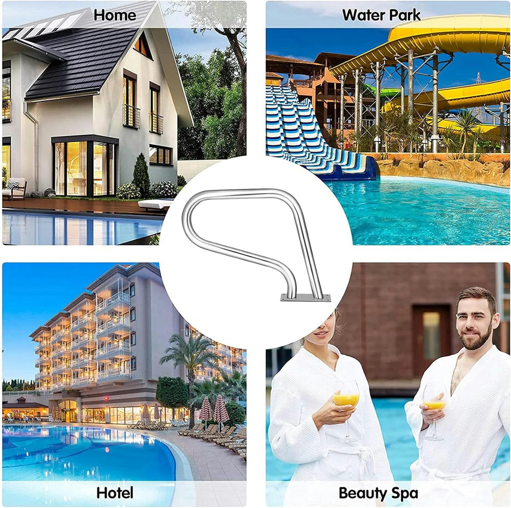 Barandilla de seguridad para piscinas, pasamanos para piscinas, barandillas para piscinas, pasamanos de fácil montaje, agarres de seguridad de acero inoxidable 304 para entrada a piscinas enterradas (