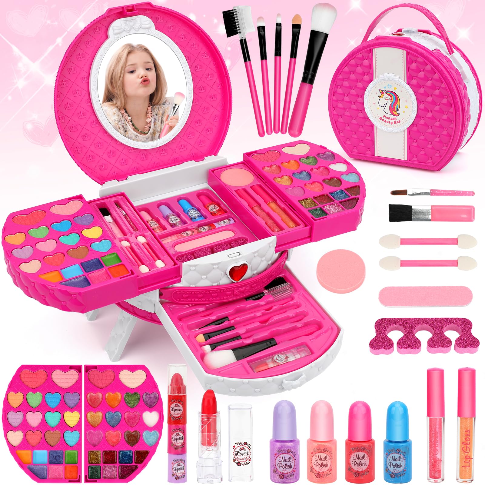 Amazon.com: Kids Makeup Kit for Girl Toys, Sendida 66PCS Washable