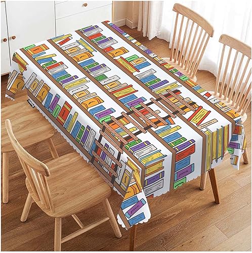 Swono Mantel de estantería de 52 x 70 pulgadas, para biblioteca, libros y escaleras, mantel para mesa de comedor de granja, antimanchas, para