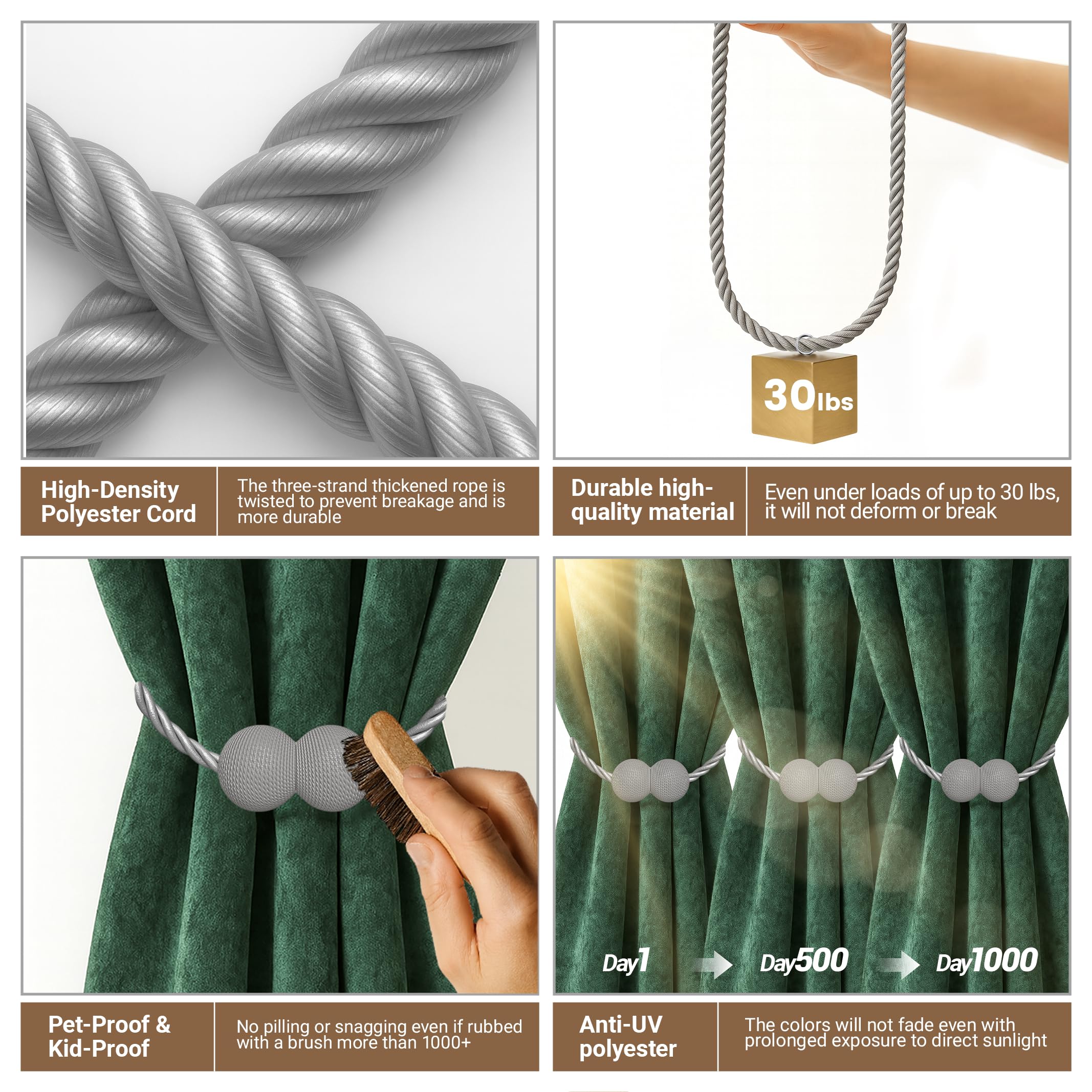 Fermatenda per Tende con Magnete, Fermagli per Tende a Corda, Fermatende Magnetici, 2 Pezzi Fermatenda Magnetici per Tende, Ferma Tende, per Casa, Ufficio, Hotel, Tenda Decorativa, Butyeak, Nero