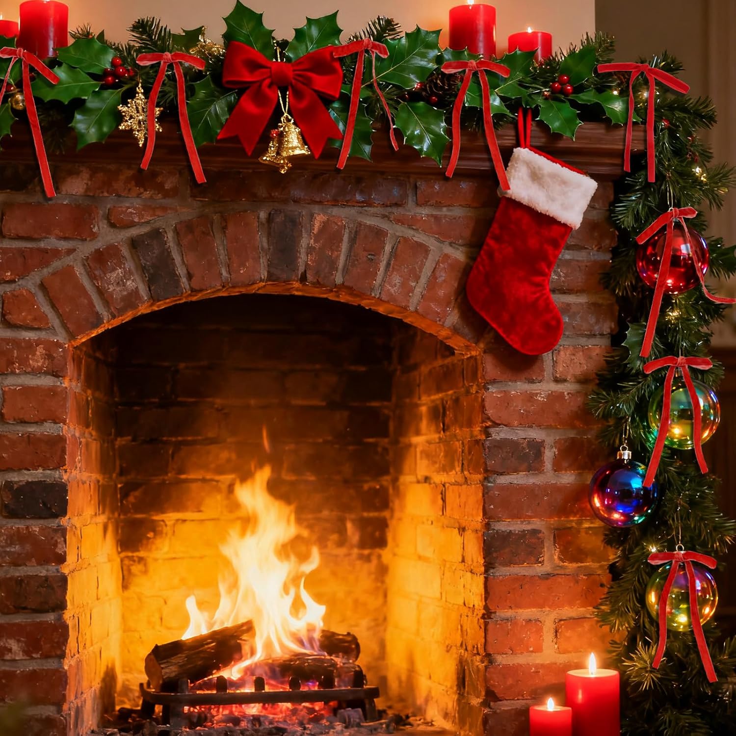 24Pcs Velvet Bows Christmas Tree Ornaments Red Velvet Bows for Christmas Decorations Bow for Tree Garland Wreath Indoor Xmas Decoration - Image 5