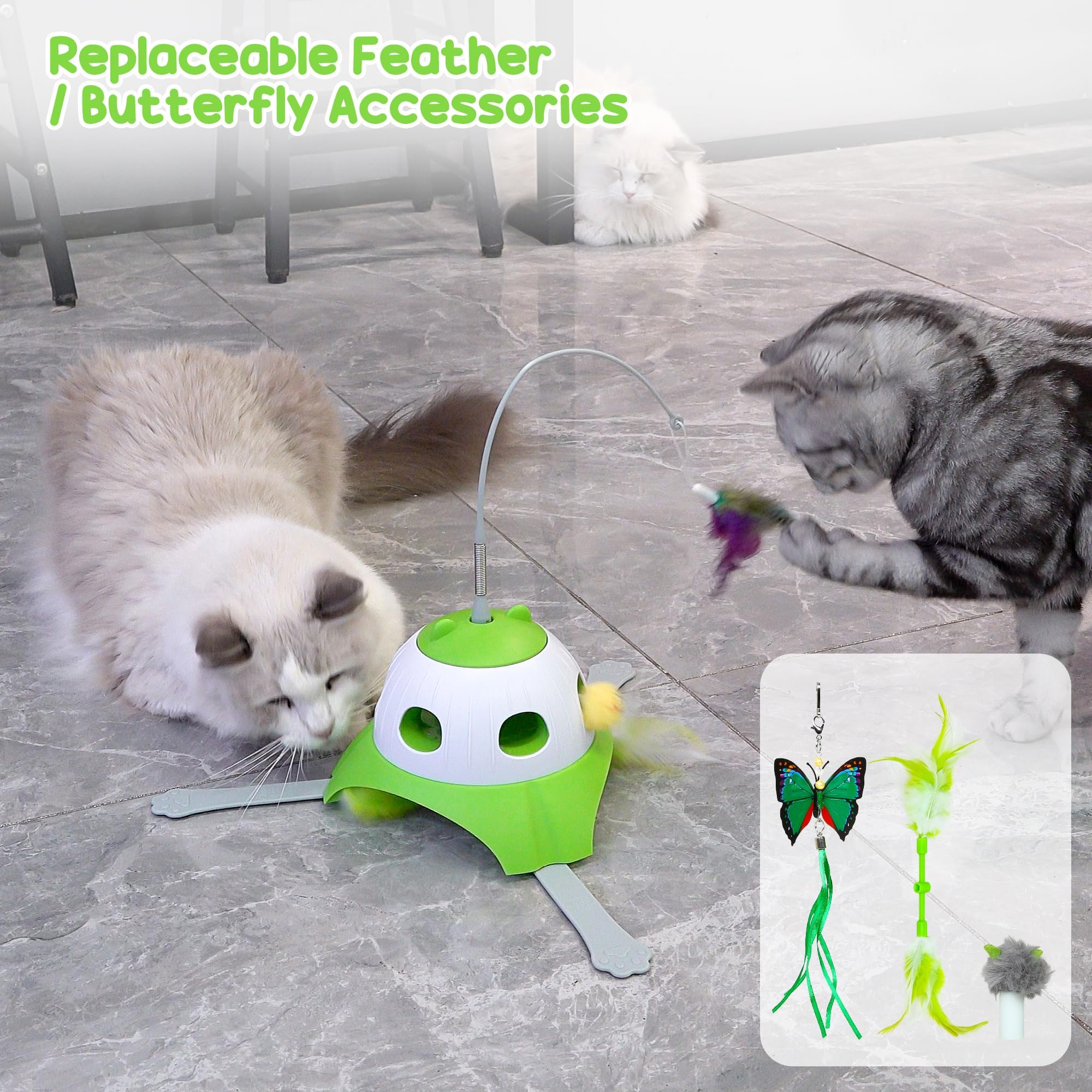Buyter Jouet Interactif Pour Chat Avec Papillon Rotatif électrique Pour Animaux Domestique (Vert