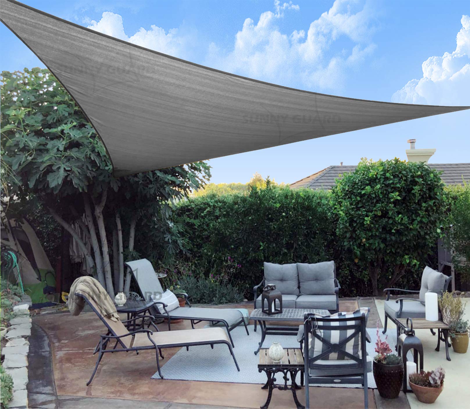SUNNY GUARD Sun Shade Sail 12'x12'x12' Triangle Dark Grey UV Block Sunshade for Backyard Yard Deck Patio Garden Outdoor Activities and Facility(We Make Custom Size)