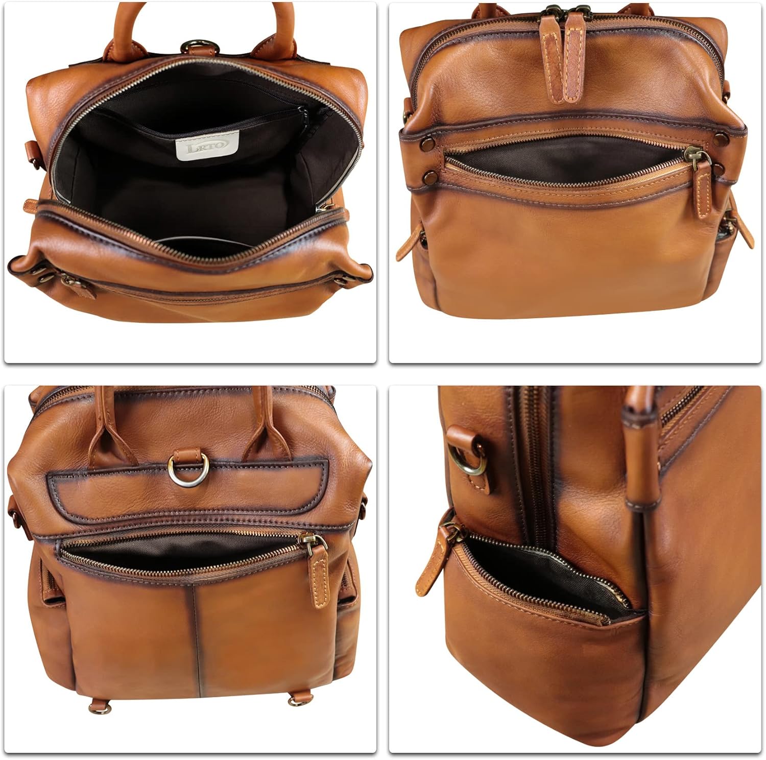 Genuine Leather Backpack Purse for Women Vintage Casual Daypack Knapsack Handmade Rucksack Convertible Shoulder Bag (Brown) Medium - Image 7