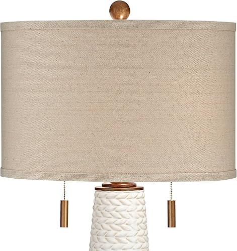 Miniatura 7 de Possini Euro Design Kingston - Juego de 2 lámparas de mesa modernas de mediados de siglo de 32 3/4 pulgadas de alto, color blanco, cerámica, color