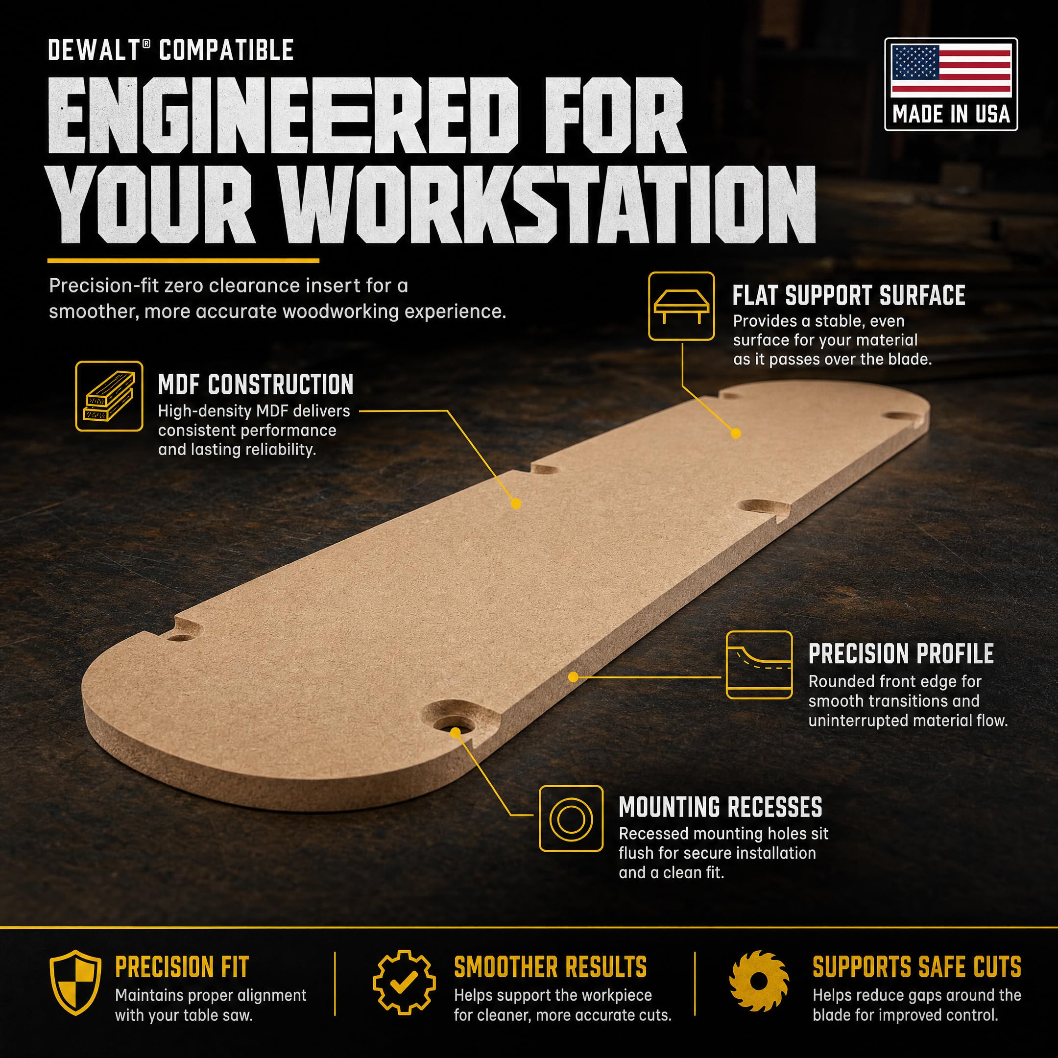 Zero Clearance Insert for Dewalt Miter Saw - Precision Cuts -2 Zero Clearance Insert for Dewalt Miter Saw - Precision Cuts -2