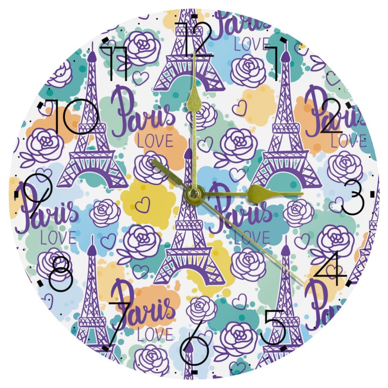 Horloge murale silencieuse Tour Eiffel 25cm sans tic-tac chambre