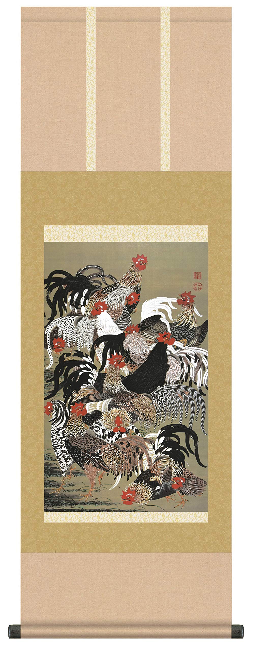 超希少価値あり！春野鶏遊図 掛軸 超希少価値あり！春野鶏遊図 掛軸