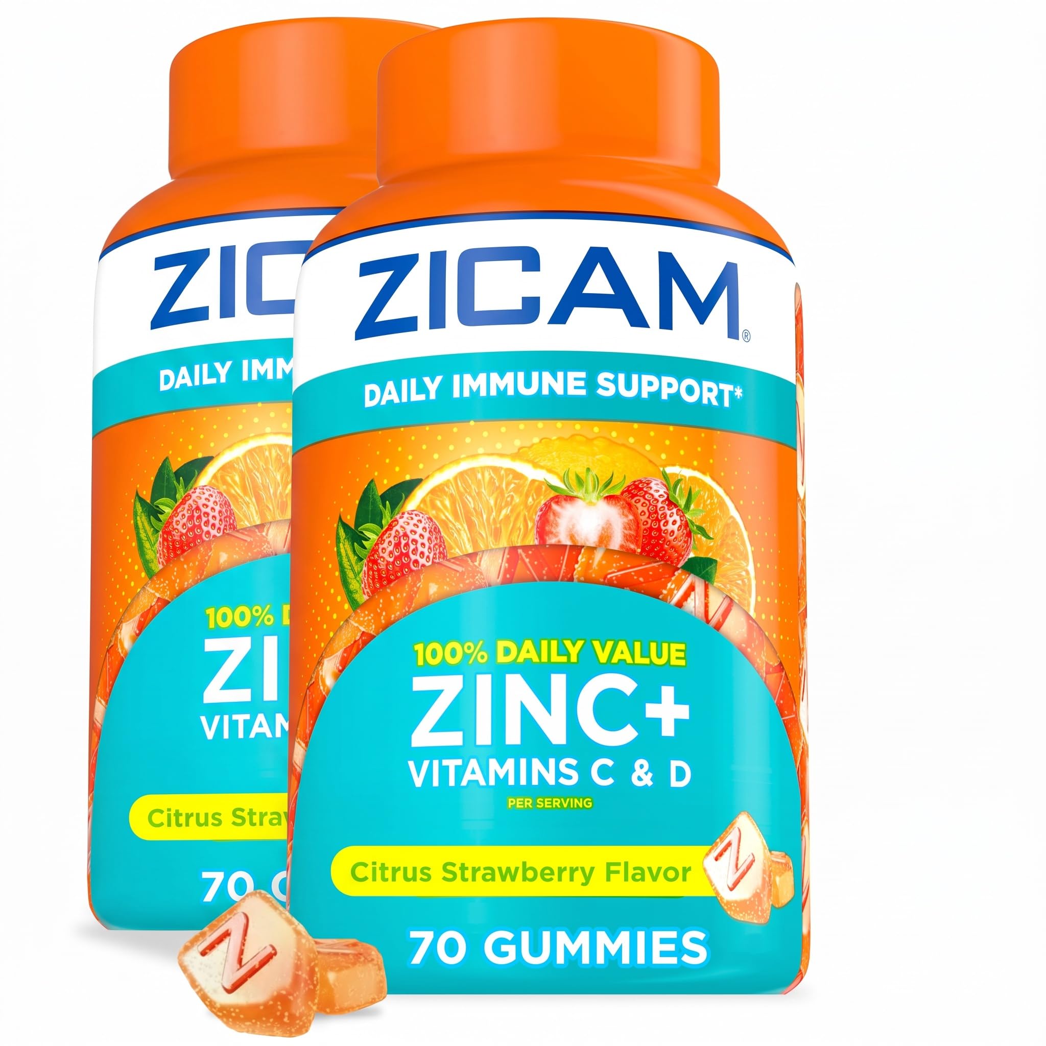 Zicam Daily Immune Support Gummy Supplement, Citrus Strawberry, 70 Count — Amazon image 9