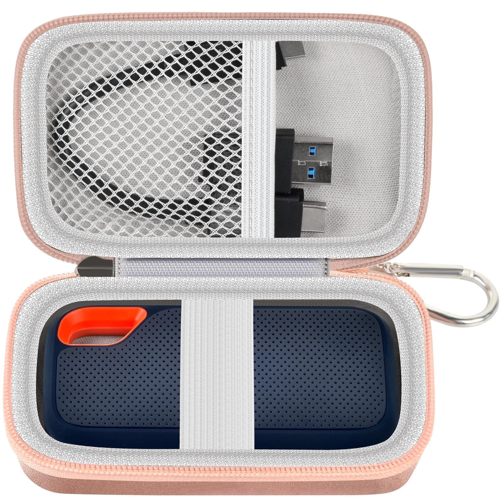 Hard Case Compatible with SanDisk 500GB/1TB/2TB/4TB Extreme Portable SSD - Up to 1050MB/s - USB-C, USB 3.2 Gen 2 - External Solid State Drive. Carrying Travel Holder for Cable - Pink (Box Only)-picture-21