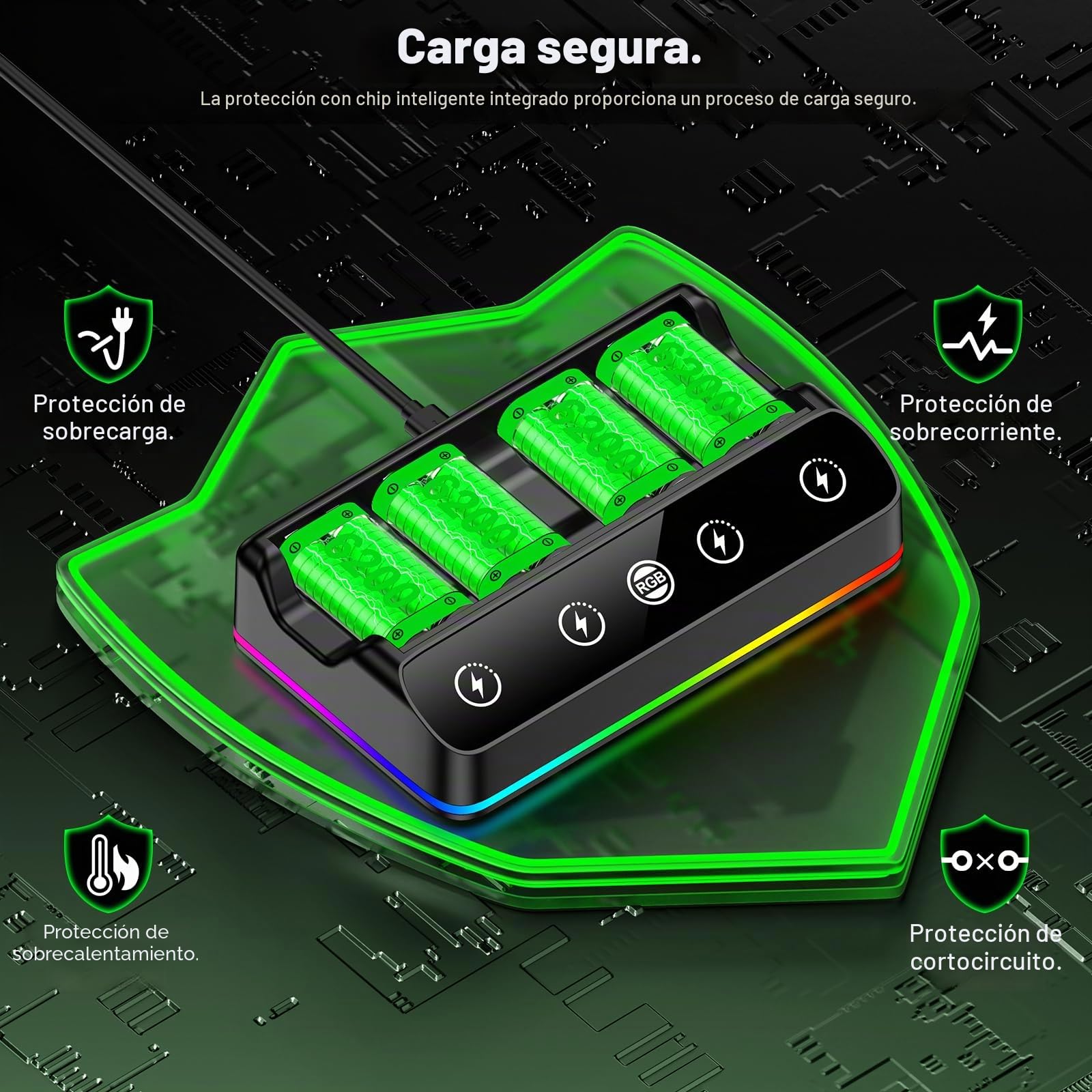 HELLCOOL Paquete de batería para controlador Xbox, batería recargable de 4 x 6200 mWh con base de carga/Cool RGB/cable de carga, cargador para Xbox Series X|S,One/Elite/S|X