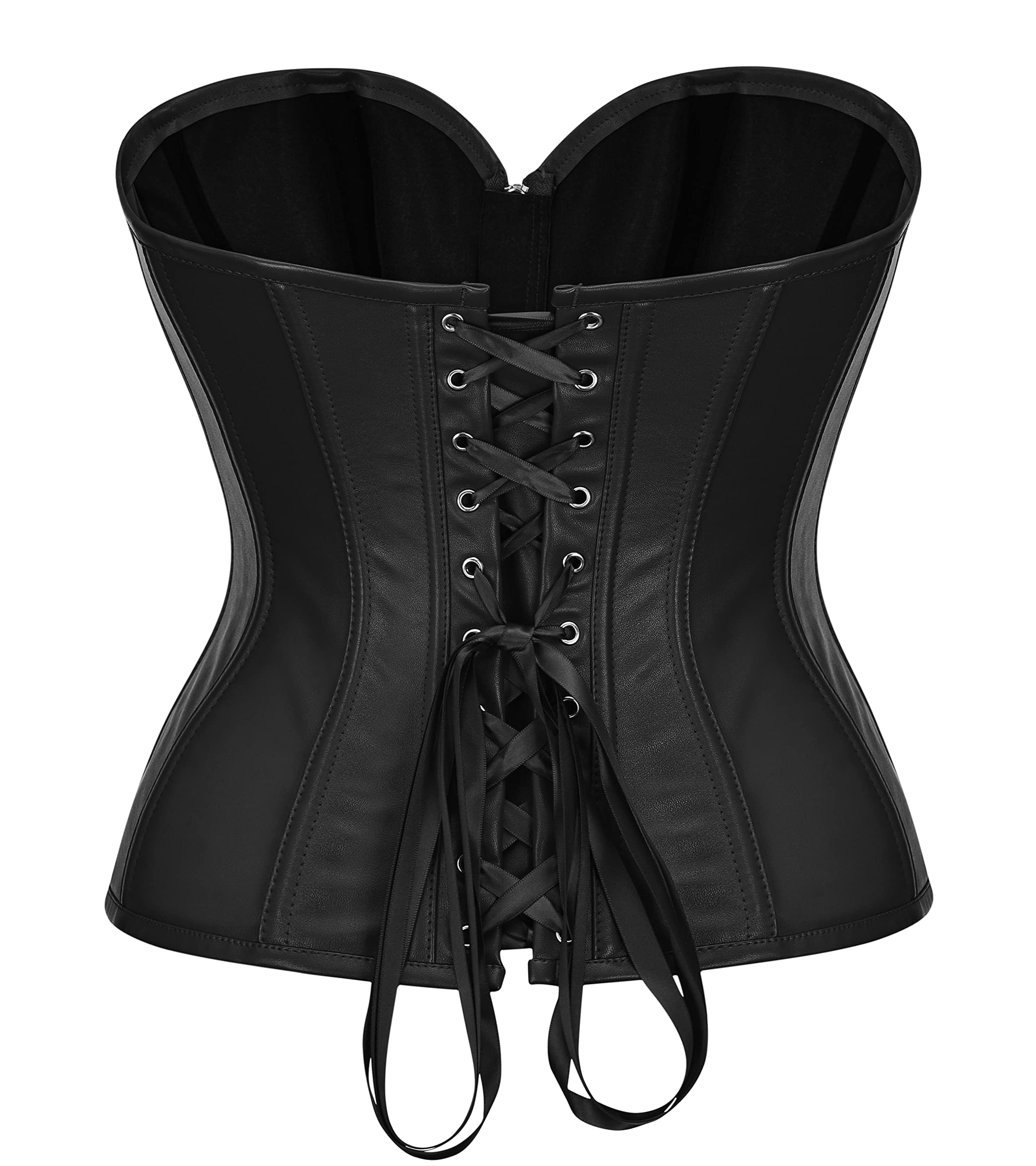 KUOSE Damen Body Shaper Dessous Gothic PVC Kunstleder Corsage Mieder Top Schwarz