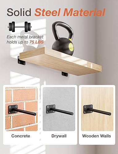 Miniatura 4 de BATODA - Soporte de estante flotante de 6" (8 piezas) - Soportes de acero sólido para estantes ciegos - Soportes ocultos para estantes flotantes de