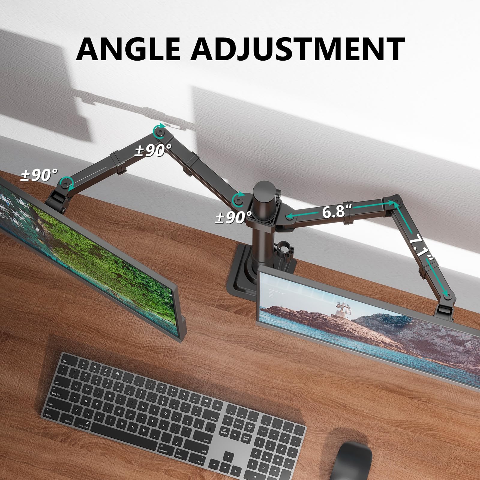 WALI Articulating Dual Monitor Stand for 13-32 inch Screens, 22 lbs per Arm — Amazon image 4