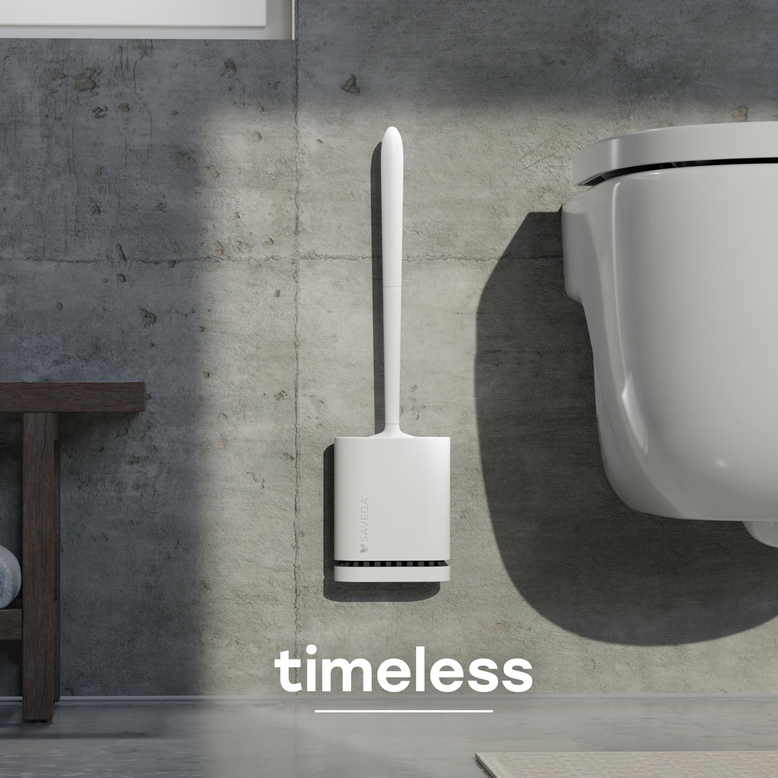 SAVEGA White Toilet Brush Silicone, Antibacterial Silicone Toilet Brush with Holder for Wall Mounting - Image 2