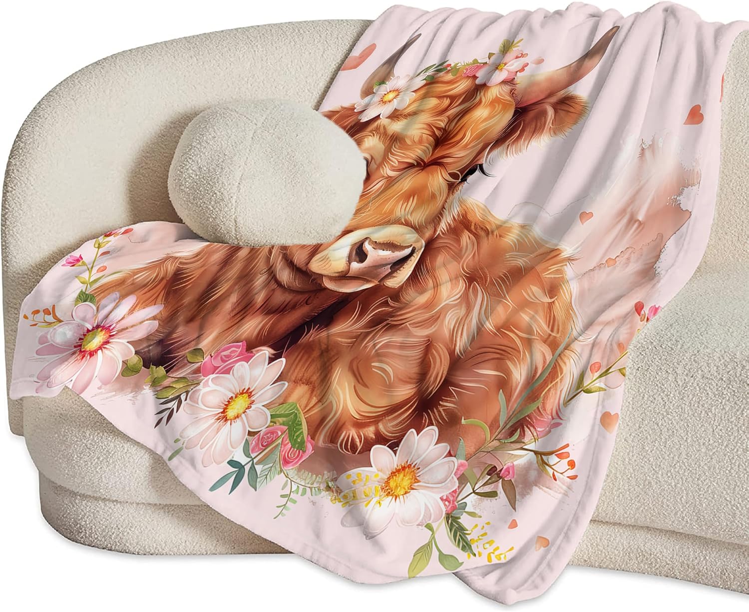 Highland Cow Blanket Cute Cow Throw Blanket Highland Cow Gifts and Decor Cow Blanket for Girls Women Kids Adults Soft Warm Cozy Fleece Blanket for Couch Sofa ​Bed 50"x40" - Image 6