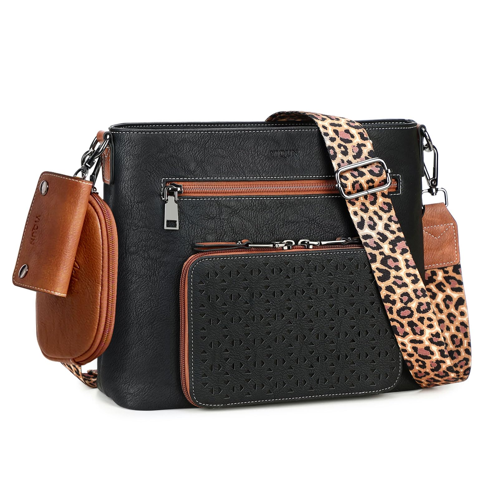 Crossbody Purse for Women Medium Crossbody Bags Multi Pocket Cross Body Bag Woman PU Leather Womens Shoulder Handbags