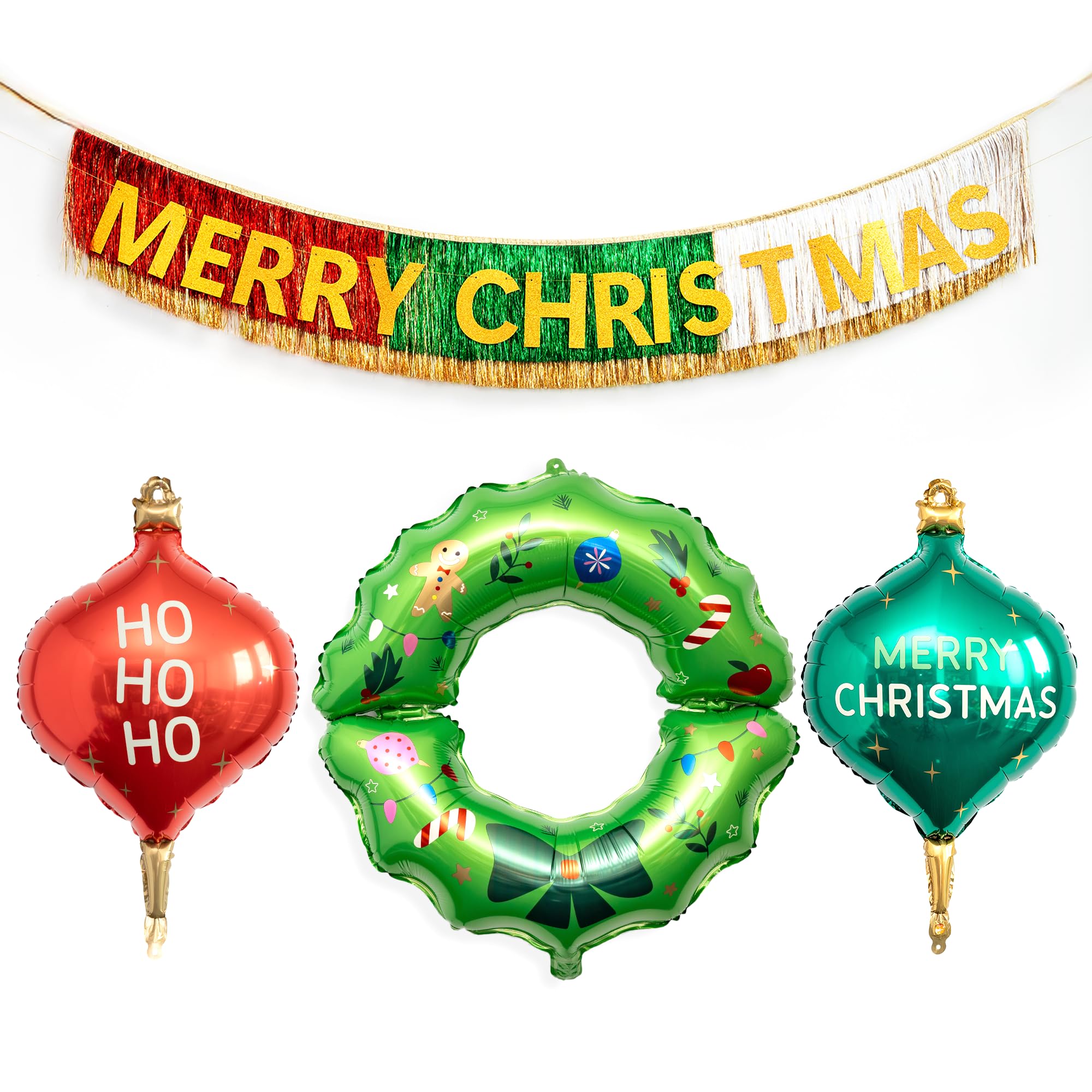 HOUSE OF PARTY Christmas Decorations Balloon Set | Christmas Banner and Balloons for Xmas Party Supplier | Xmas Indoor Hanging for Home, Office Party