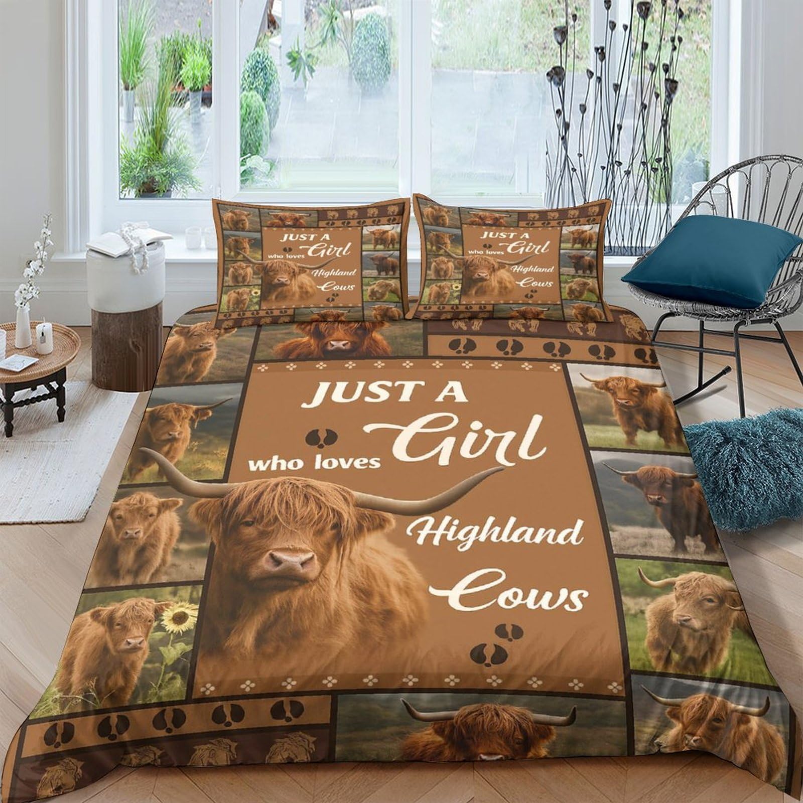 Ctjqhvkz Style-10 3D Printed Highland Cow Fitted Sheet Microfiber Soft Brown Farm Animal Bed Cover For Bedroom Guest Room Decor Protection Single（135X200cm）